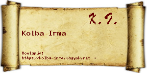 Kolba Irma névjegykártya